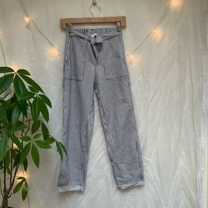 Striped black and white Zara Belted pants